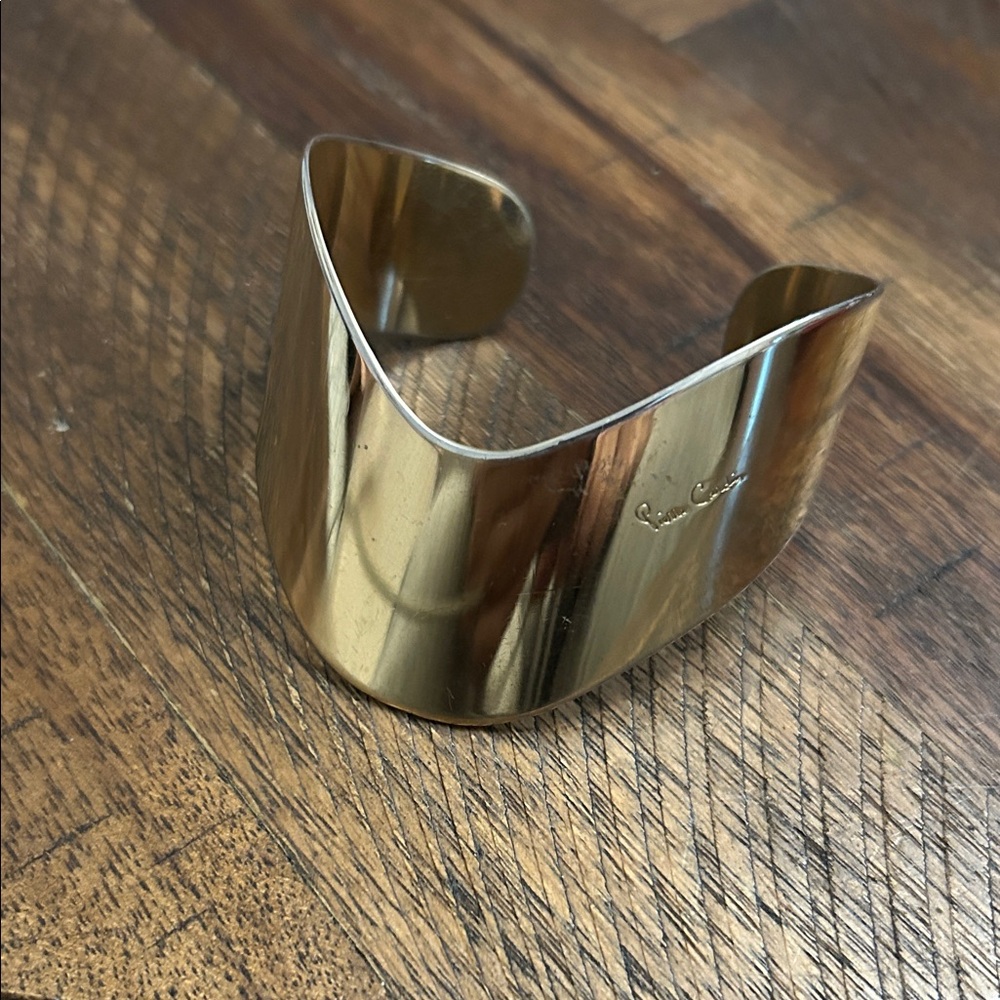 Vintage 1970s PIERRE CARDIN Chevron Cuff Bracelet Gold Plated